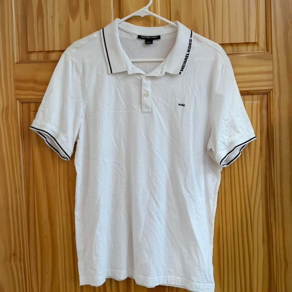 Michael Kors Logo Collar White Polo Shirt